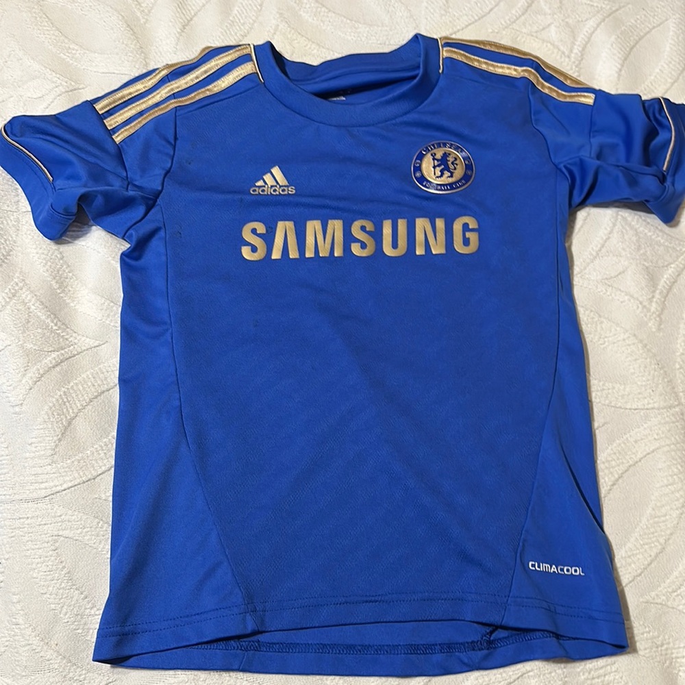 Blue with gold lettering Eden Hazard Chelsea jersey